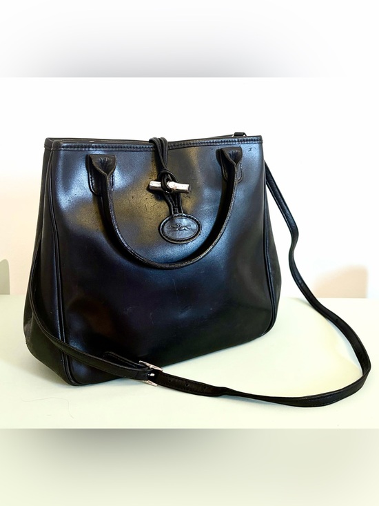 Longchamp Handbags - Longchamp Black Leather Tote with Toggle Detail